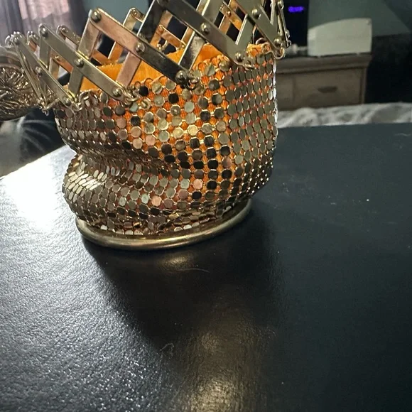 Rare Vintage Art Deco Whiting & Davis Gold Mesh Beggars Bag/Gate Top Coi… - Picture 11 of 14